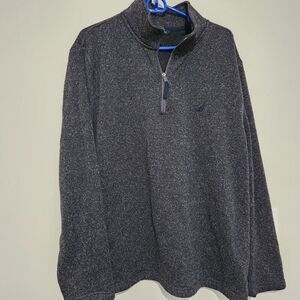 Nautica Sweater For Men Size XL Color Gray Charcoal Zip On Front  B3